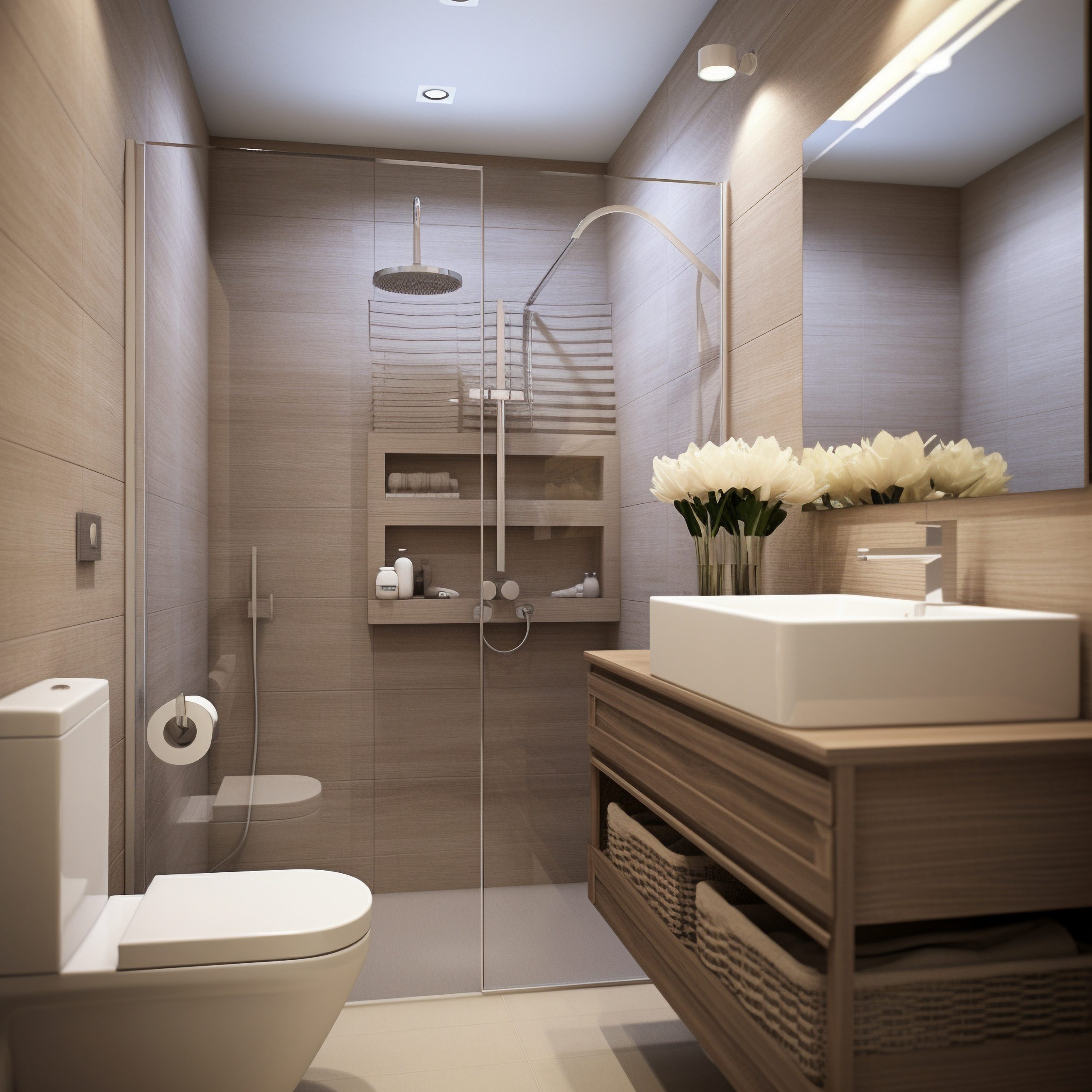 modern style small bathroom with furnishings